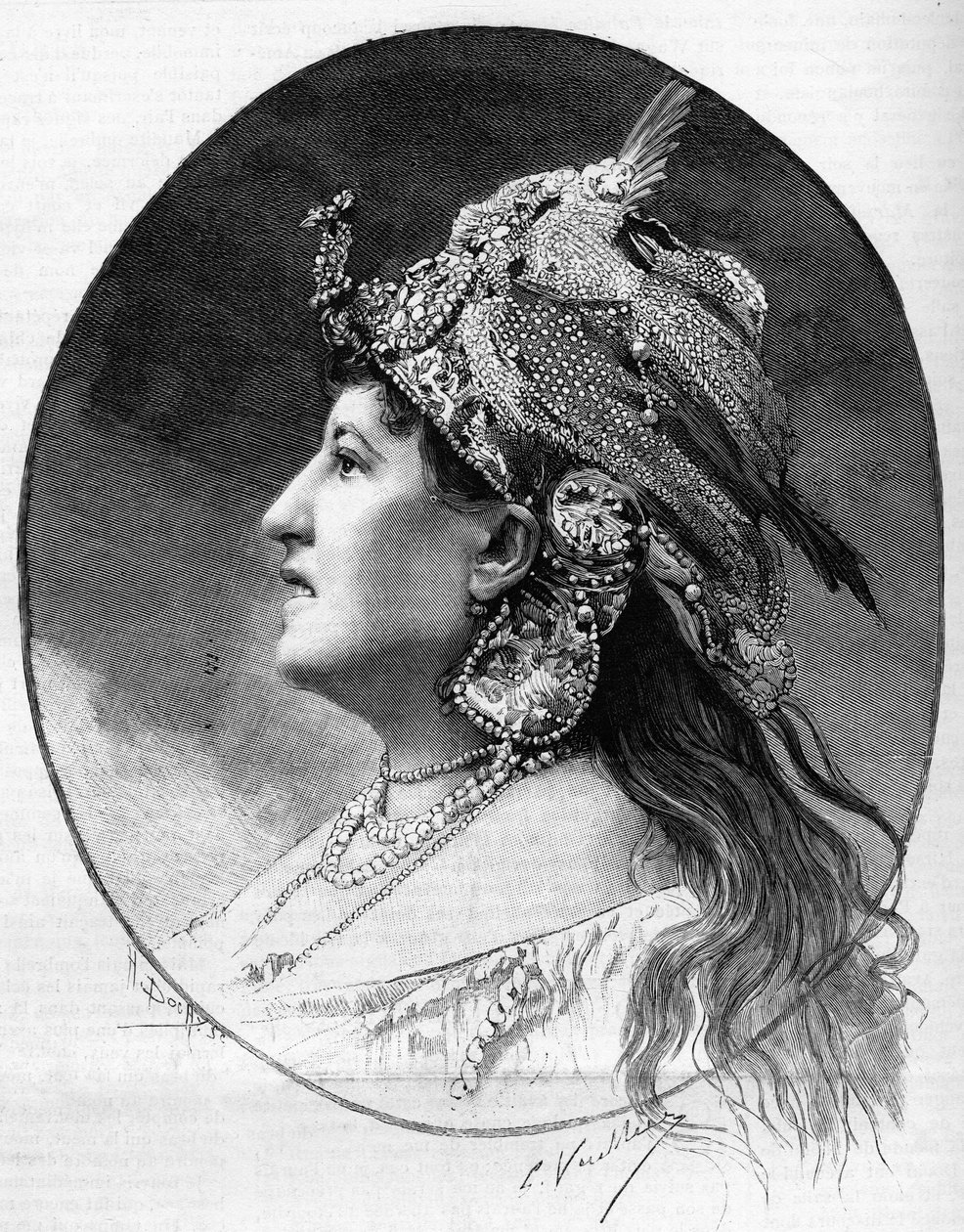 Portret van de schrijfster Judith Gauthier (1845-1917) in 1888. door Unknown artist