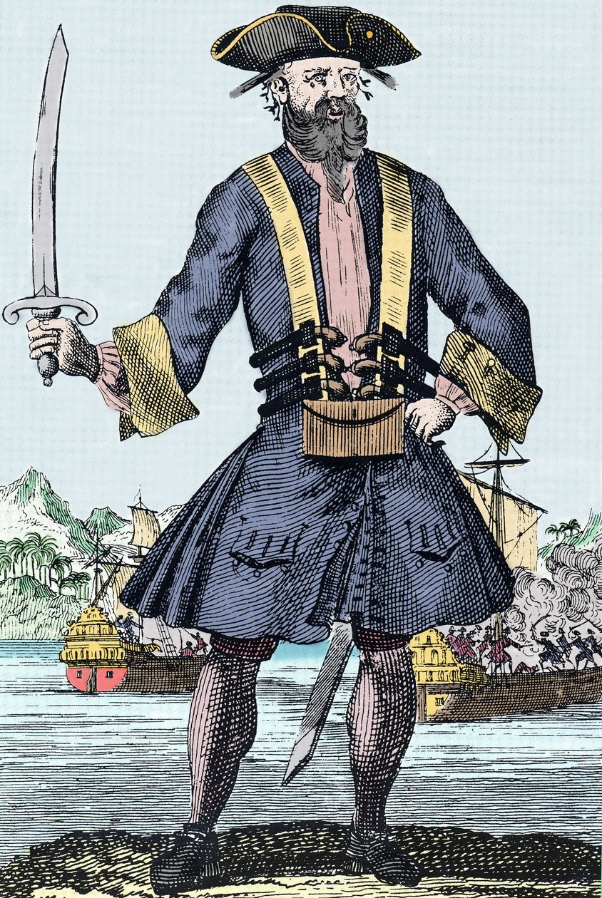 Portret van de piraat Edward Teach alias Zwartbaard (Blackbeard) door Unknown artist