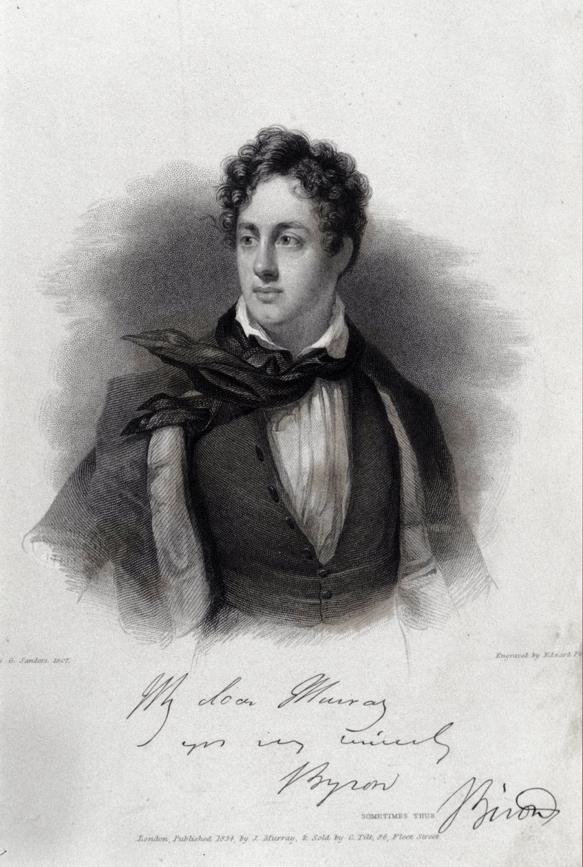 Portret van de dichter George Gordon Byron (1788-1824) door Unknown artist