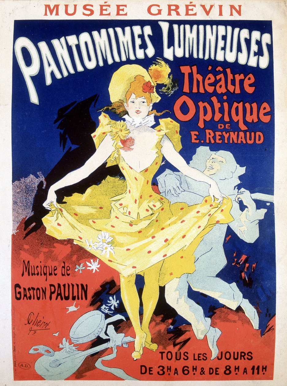 Poster voor het dagelijkse spektakel “Pantomimes Lumineuses” Optisch Theater van Reynaud door Unknown artist