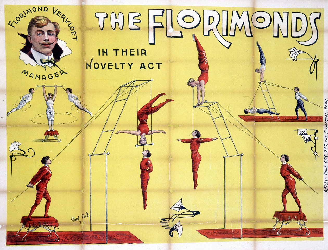 Poster voor de show van Florimonds, trapezeartiesten door Unknown artist