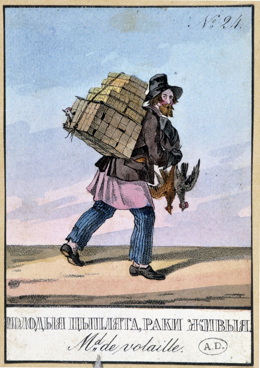 Pluimveehandelaar - Gravure uit de 19e eeuw door Unknown artist