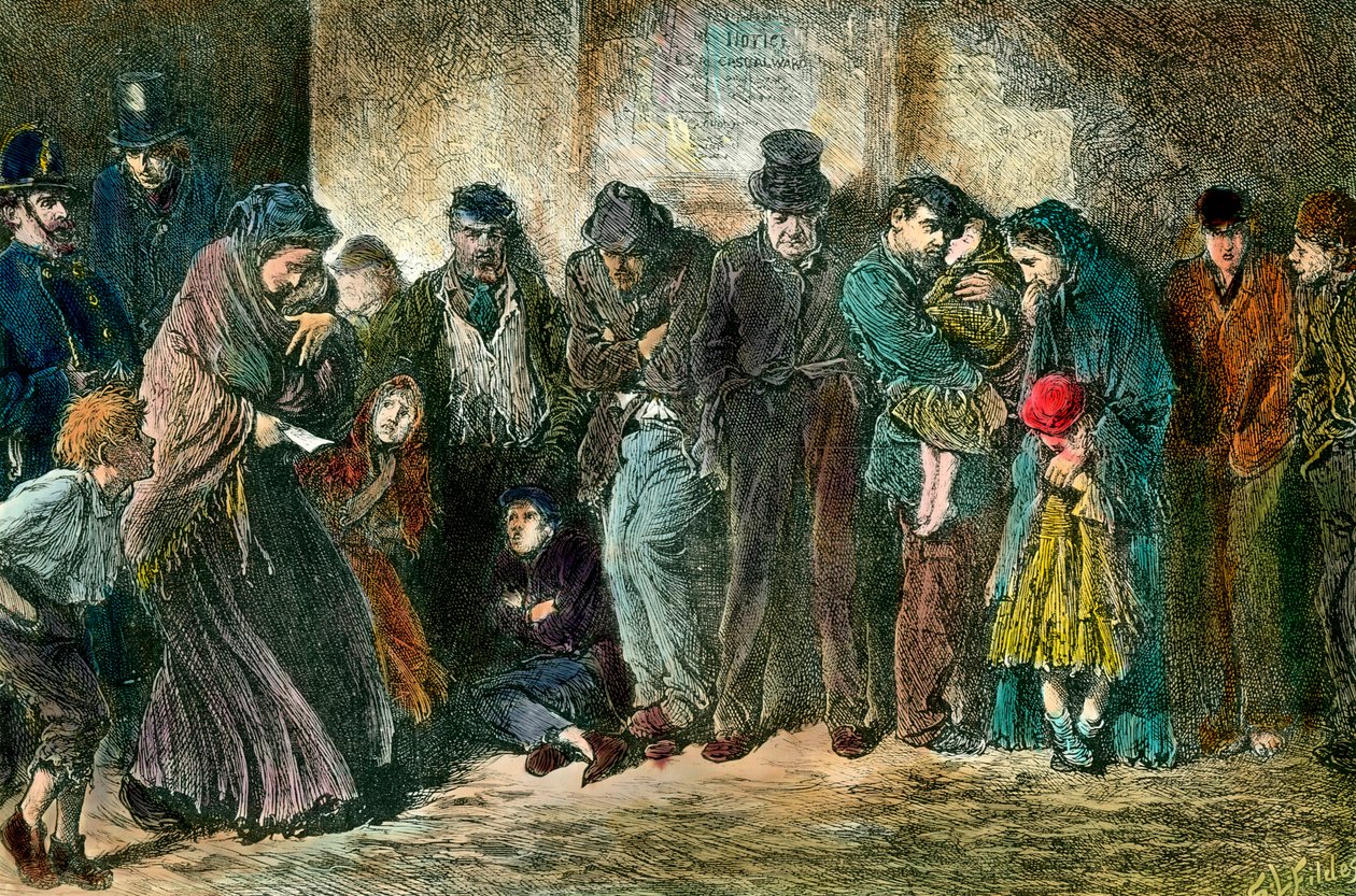 Armoede in Londen bij de deur van een schuilplaats door Unknown artist
