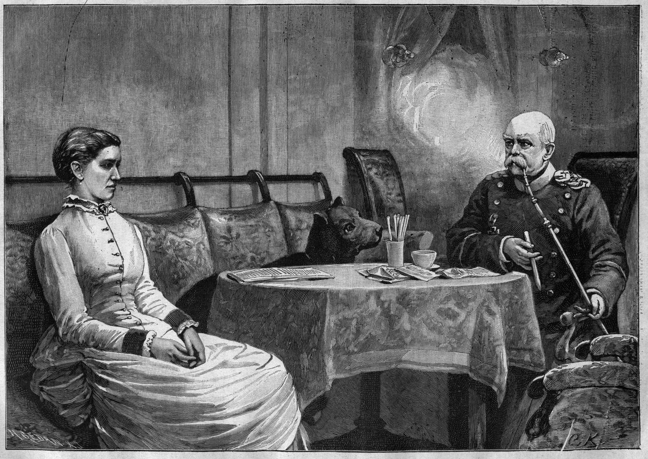 Prins Otto von Bismarck en zijn vrouw, Johanna - gravure 1887 door Unknown artist