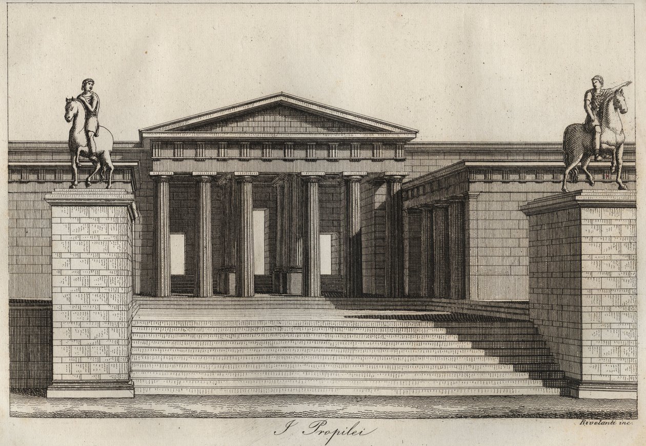 Propylees (Propilei) (acropolis van Athene) gravure uit 