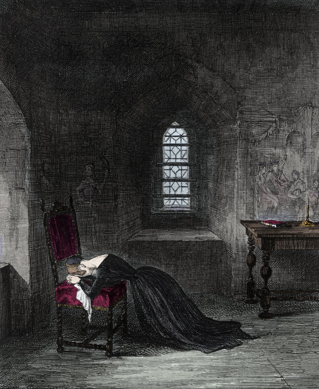 Koningin Jeanne Grey is gevangene in de Tower of London. Lady Jane Grey (1537-1554), nicht van koning Hendrik VIII, was 9 dagen koningin van Engeland. Haar nicht Mary (Mary Tudor) claimde de troon en liet haar opsluiten en executeren wegens hoogverraad (gr door Unknown artist