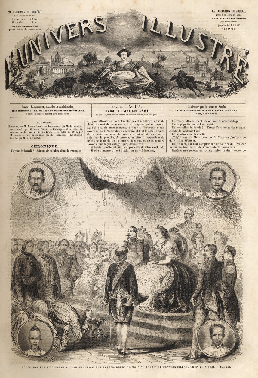Ontvangst van Siamese ambassadeurs door keizer Napoleon III en keizerin Eugenie in het Paleis van Fontainebleau, 27 juni 1861 - 