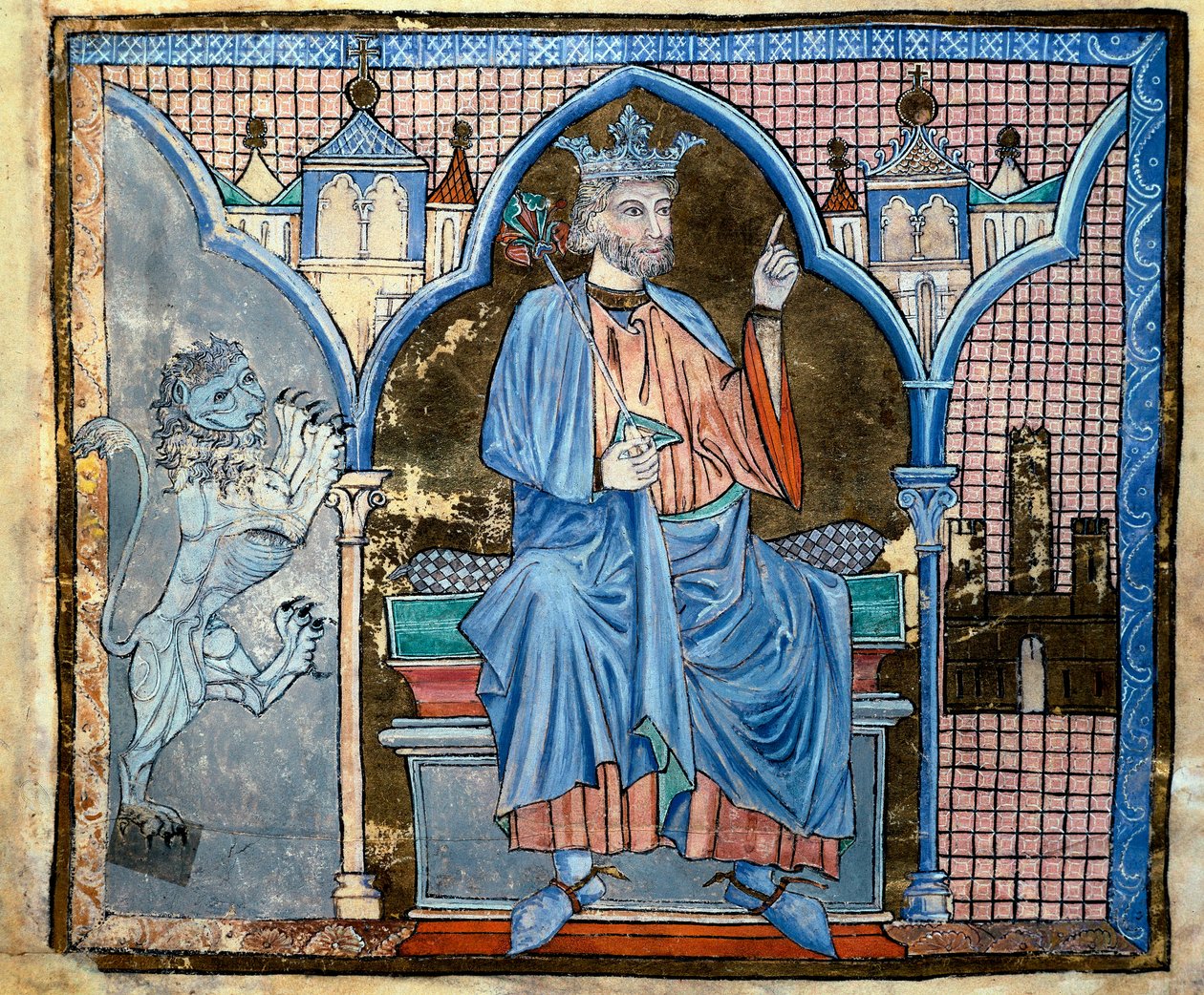 Afbeelding van koning Ferdinand III van Castilië (miniatuur uit het manuscript 