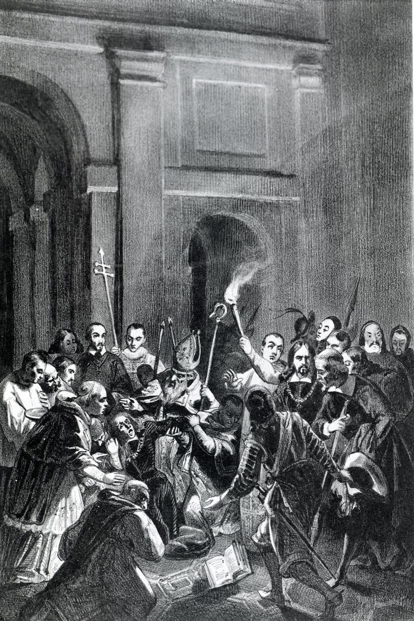 Afbeelding van een exorcismescène (illustratie) door Unknown artist