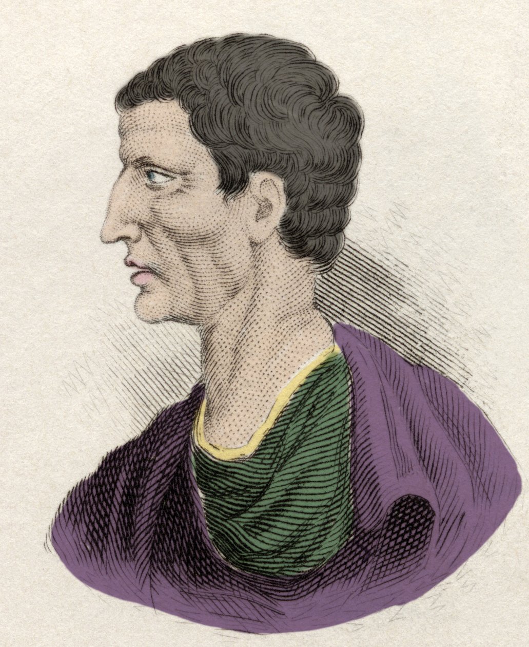 Weergave van de Romeinse politicus Lucius Cornelius Sulla (138-68 v.Chr.). Gravure uit de 19e eeuw door Unknown artist