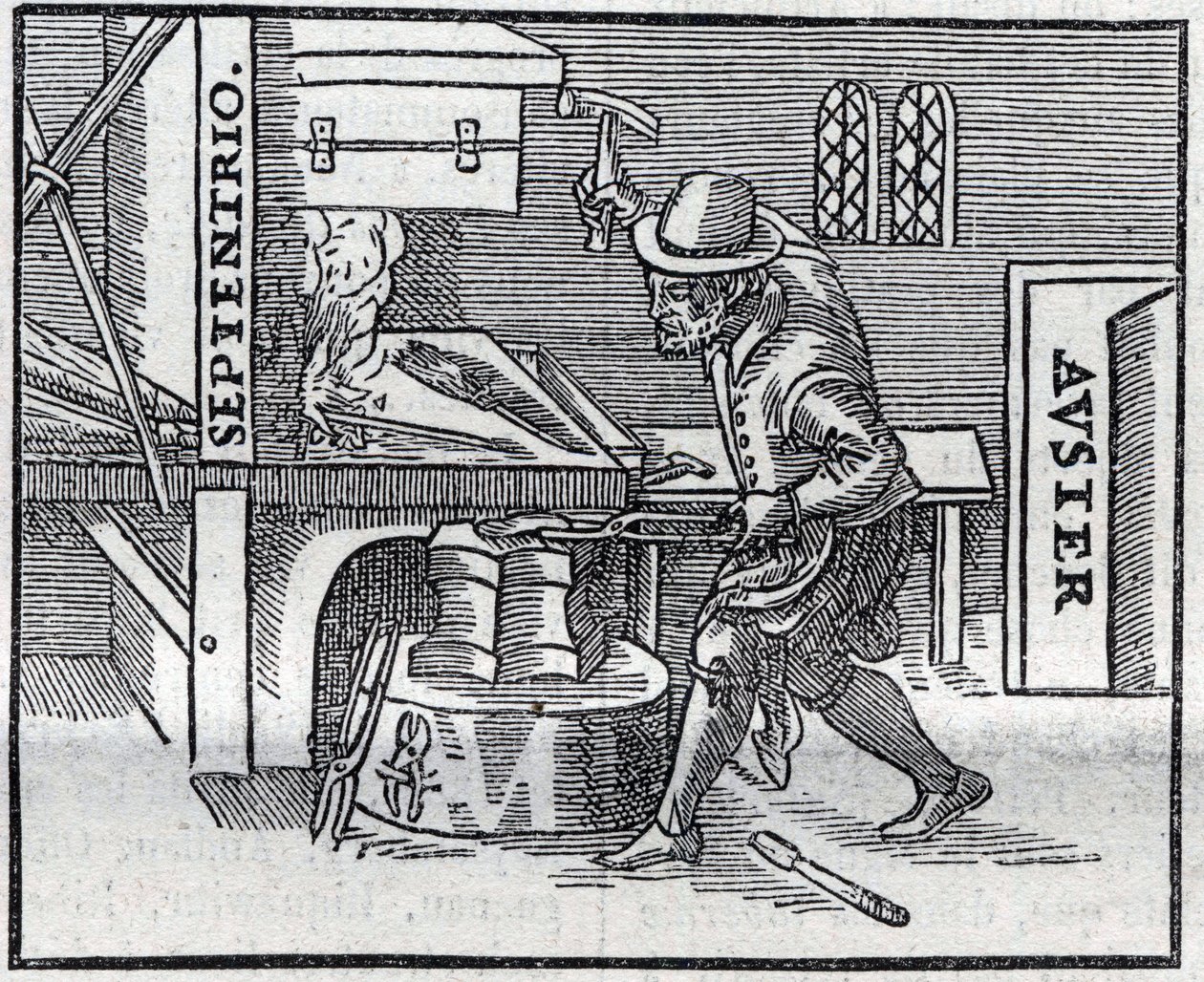Reproductie van de gravure van het werk uit 1600 "De Magnete, Magneticisque Corporibus, et de Magno Magnete Tellure" (of Magnetisme en Magnetische Lichamen, en Grote Magneet van de Aarde) door William Gilbert door Unknown artist