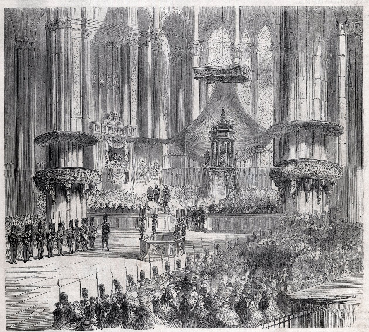 Risorgimento - Viering van Te Deum in de kathedraal van Milaan in aanwezigheid van de koningen van Italië en Frankrijk door Unknown artist