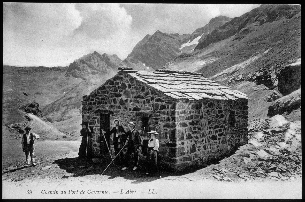 Weg naar de haven van Gavarnie: de schuilplaats (bergschuilplaats) - ansichtkaart, eind 19e eeuw door Unknown artist
