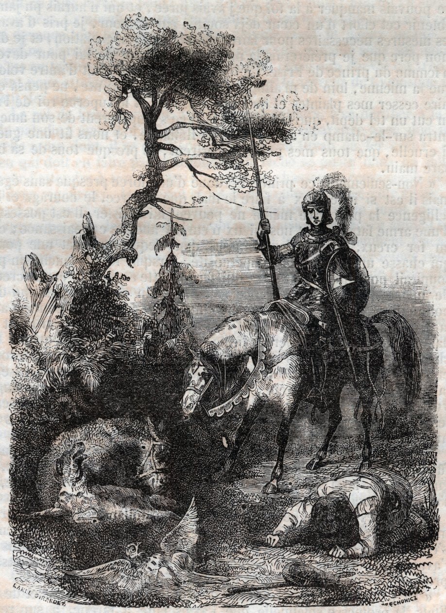Roger (Ruggero, Ruggiero) gebruikt het betoverende schild - gravure van 1851 uit 