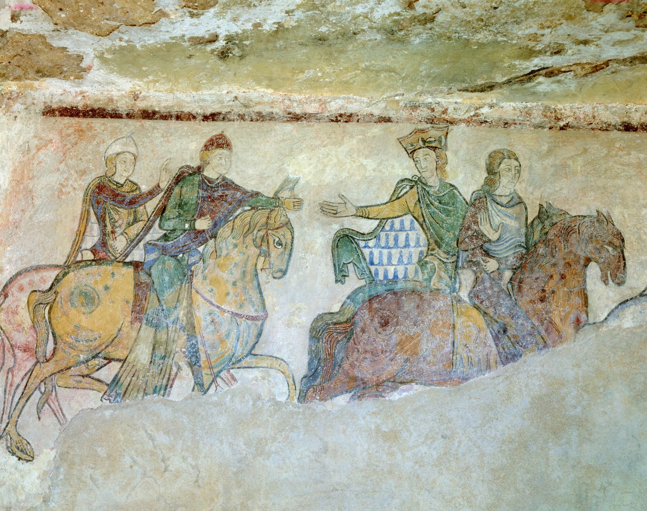 Koninklijke stoet, samengesteld uit koning Hendrik (Hendrik II) aan het hoofd van de stoet, achter hem zijn vrouw Alienor van Aquitanië (of Eleonore van Guyenne 1122-1204) (waarschijnlijk naar de gevangenis geleid in 1173) door Unknown artist