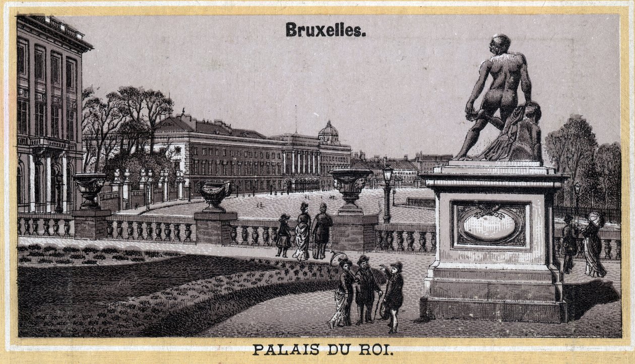 Koninklijk Paleis van Brussel, België. Chromolithografie uit het einde van de 19e eeuw. door Unknown artist