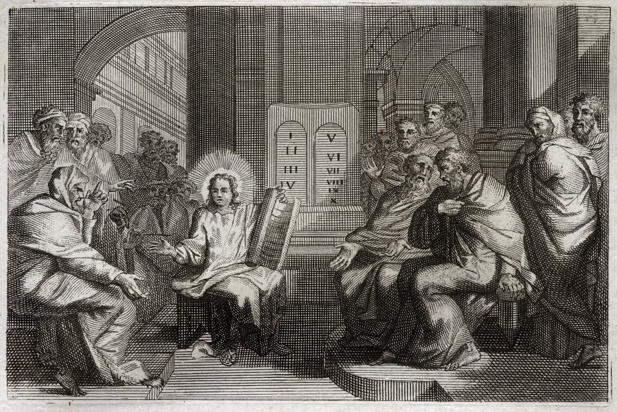 Royaumont Bijbel, Nieuwe Testament: Jezus in de tempel tussen de doktoren. door Unknown artist