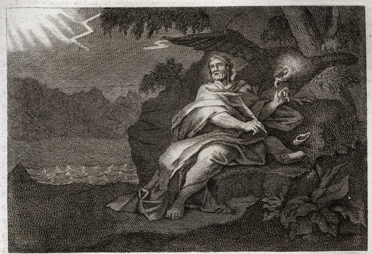 Bijbel van Royaumont, Nieuwe Testament: De evangelist Sint Jan met de adelaar. Illustratie uit 1811. door Unknown artist