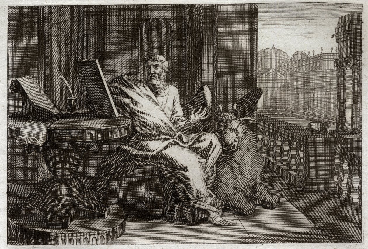 Bijbel van Royaumont, Nieuwe Testament: De evangelist Sint Lucas met de stier. Illustratie uit 1811. door Unknown artist