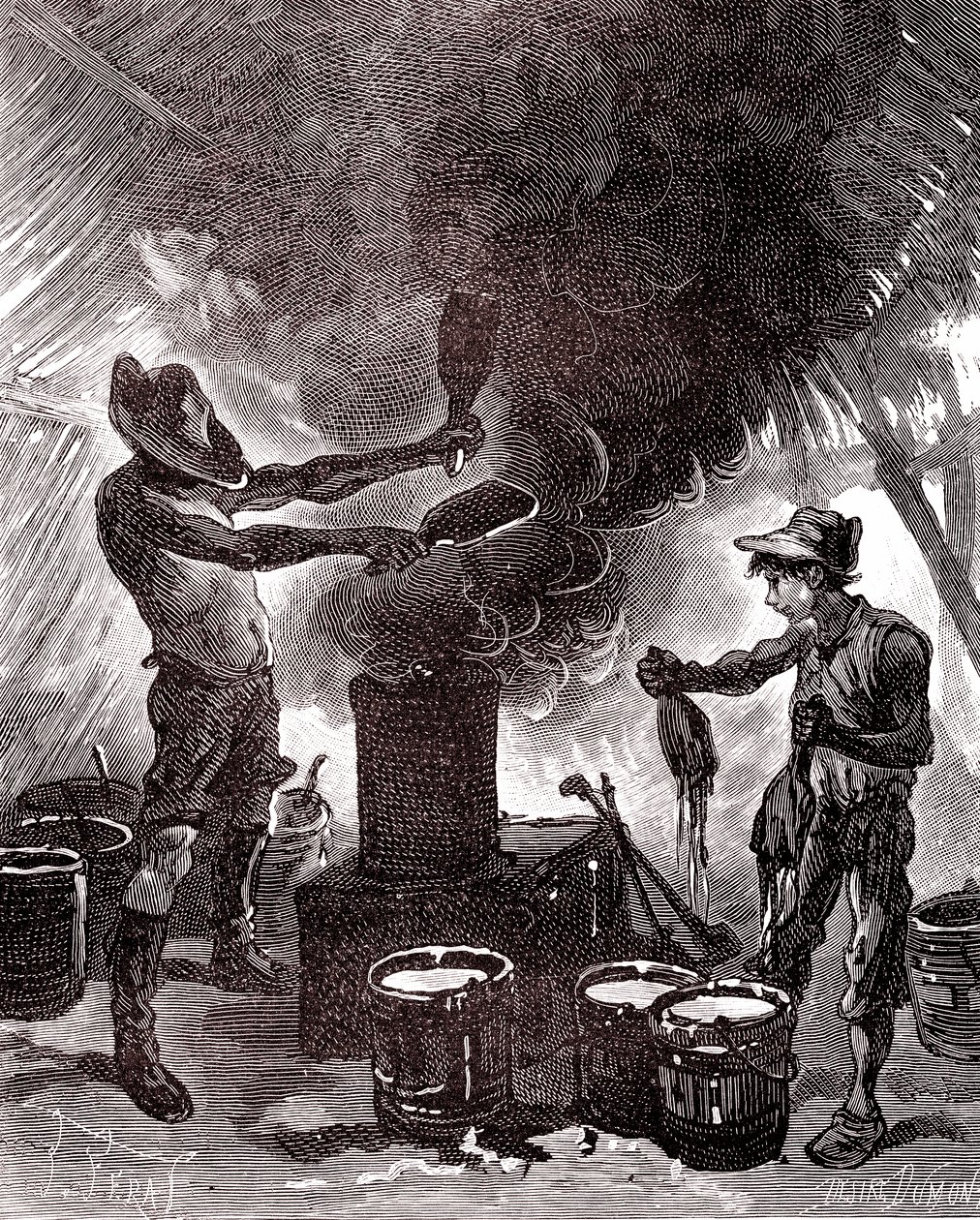 Rubberbereiding of vulkanisatie in het Braziliaanse bos door Unknown artist