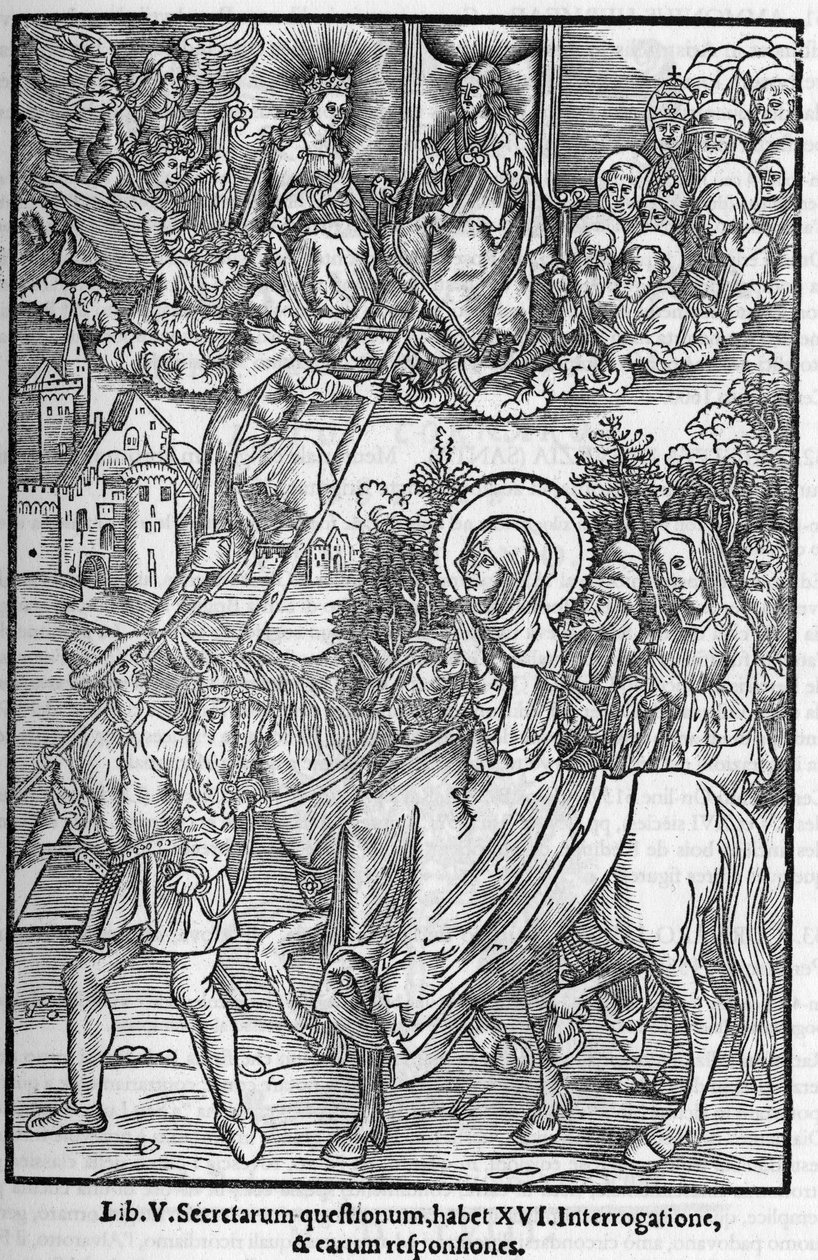 Saint Brigitte van Zweden (Santa Brigitta di Svezia) (Brigida, Bridget, Brigite) (1303-1373). Weduwe, oprichter van de Orde van de Heilige Verlosser. Gravure in 