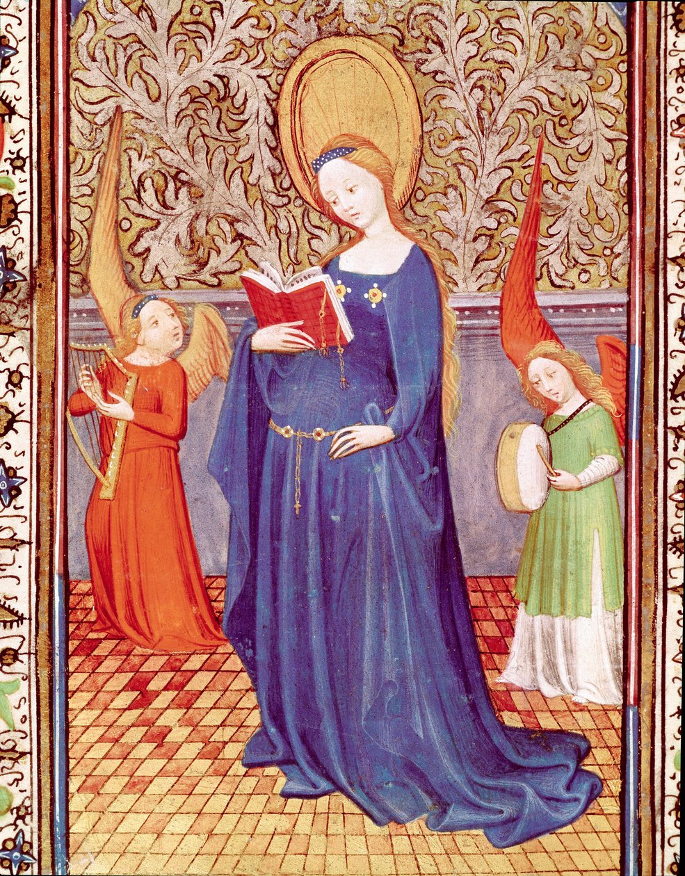 Sint Cecile omringd door twee engel muzikanten door Unknown artist