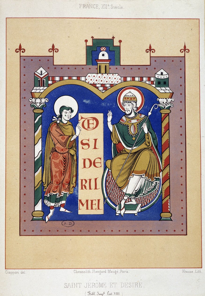 Sint Hiëronymus en Sint Desire - gebaseerd op een 12e-eeuws Frans document door Unknown artist