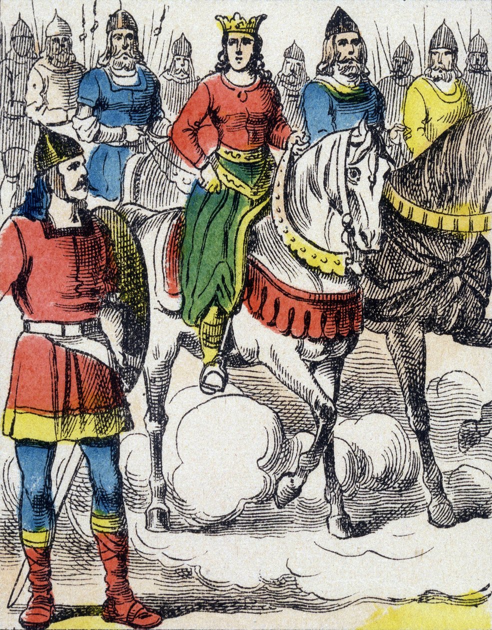 Sainte Clotilde (475-545) vluchtte voor de voogdij van haar oom Gondebaud, koning van de Bourgondiërs (480-516), die de moordenaar van haar familie was. door Unknown artist