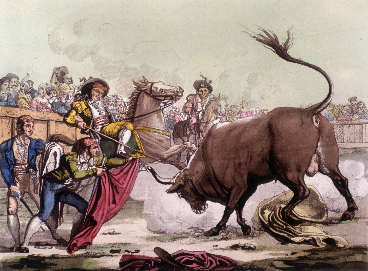 Scène van stierenvechten in Spanje, circa 1820 door Unknown artist