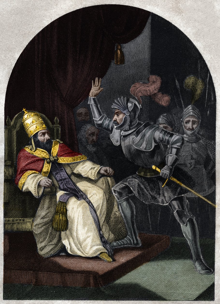 Sciarra Colonna slaat paus Bonifatius VIII in het gezicht. door Unknown artist
