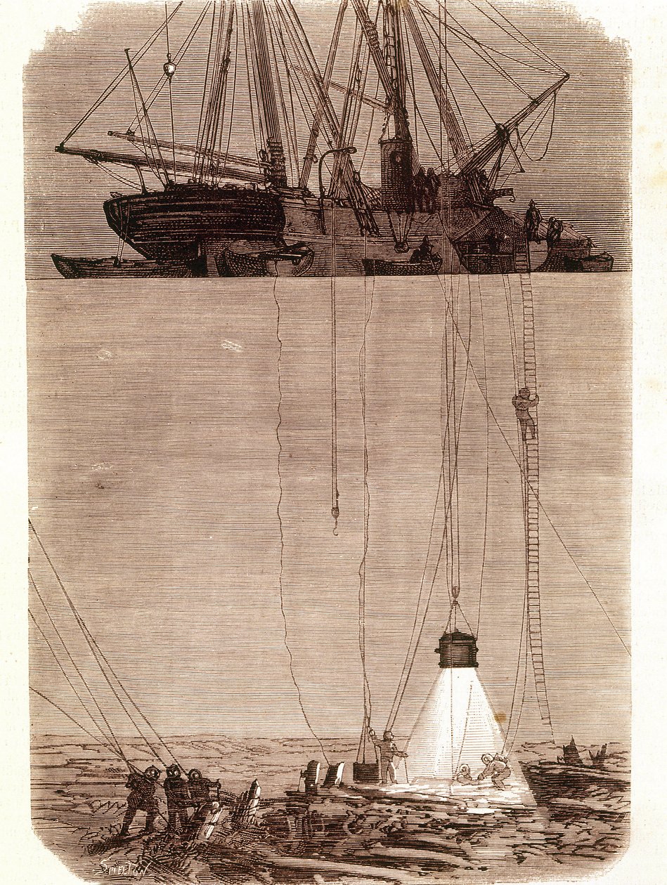 Zoektocht naar Spaanse galeien die in 1702 zijn vergaan in de Baai van Vigo. Pagina uit 