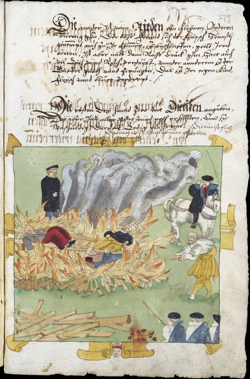 De verbranding van drie heksen in Baden op 4 november door Unknown artist