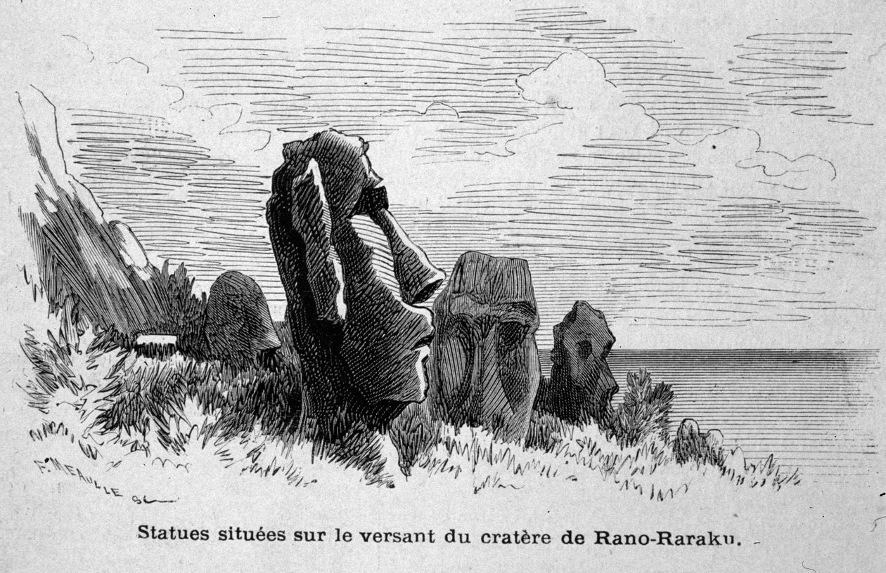 Beelden op Paaseiland (Rapa Nui), Polynesië door Unknown artist