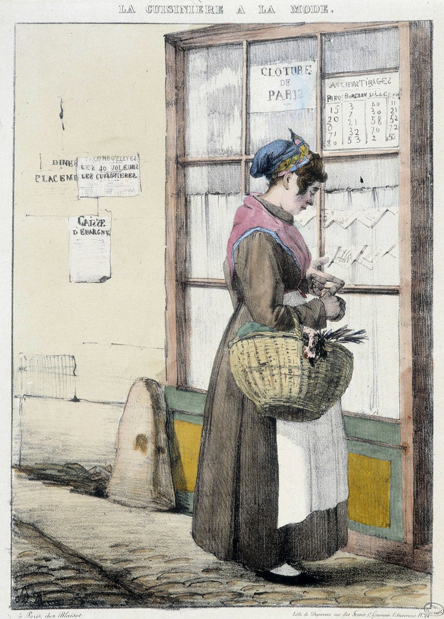 Kachel met geld voor boodschappen - gravure door Unknown artist