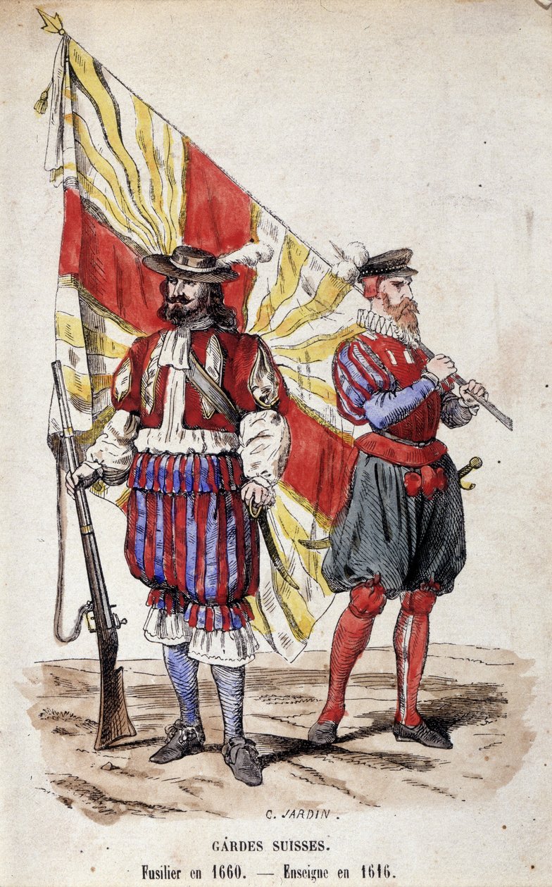 Zwitserse Garde: Fuselier in 1660 en Vaandrig in 1616 door Unknown artist
