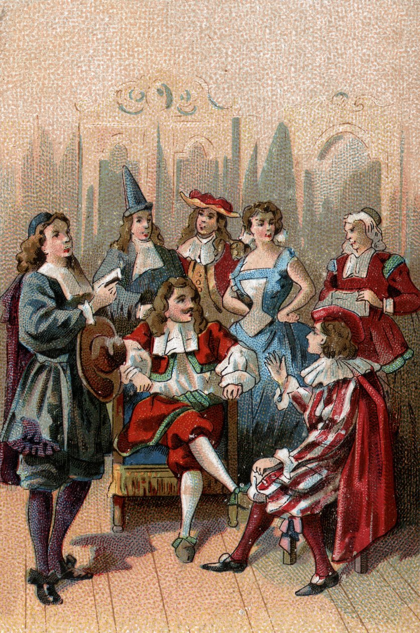 DAS THEATER DURCH DIE ZEITEN: Jean Baptiste Poquelin, genannt Molière (1622-1673) und seine Truppe. von Unknown Artist