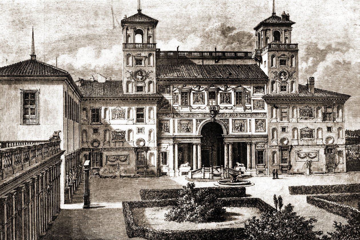 Terras en gevel van Villa Medicis door Unknown artist