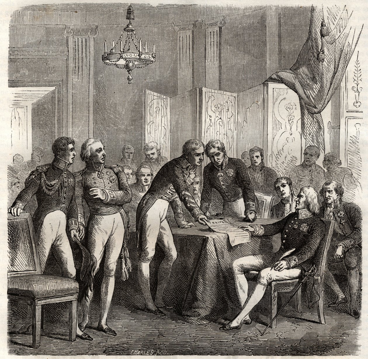 Het verdrag van Evoramonte - In het licht van de aanspraak van Don Carlos op de Spaanse troon, de Vierzijdige Alliantie (Charles-Maurice de Talleyrand - Don Manuel Pando-Fernandez) door Unknown artist
