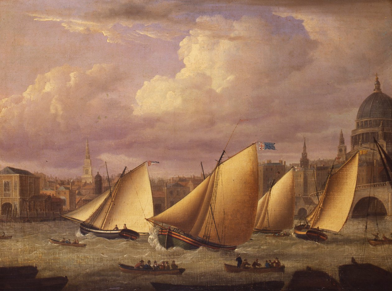 De Cumberland Vloot racet boven de London Bridge, 1782 door Unknown
