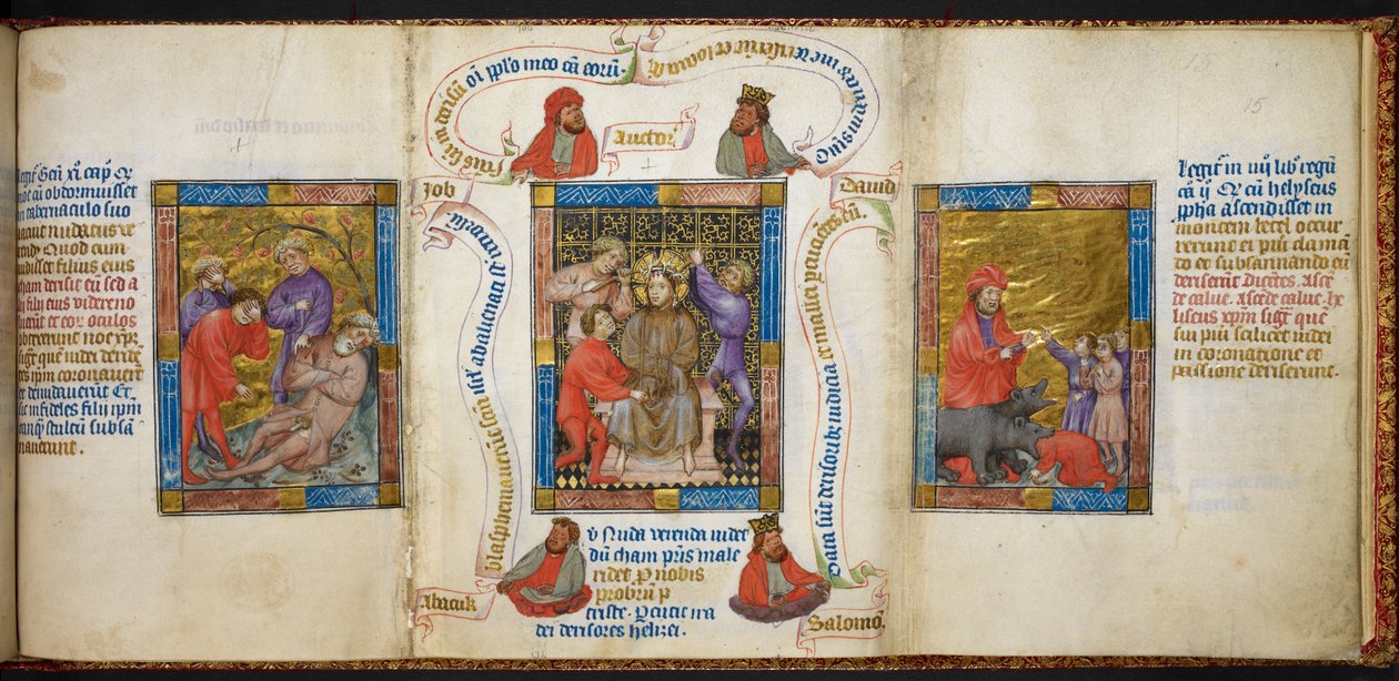 De dronkenschap van Noach; de bespotting van Christus; kinderen die de profeet Elisa bespotten. door Unknown artist
