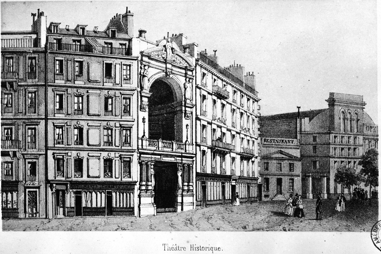 Het Historisch Theater in de 19e eeuw - gravure, Carnavalet door Unknown artist