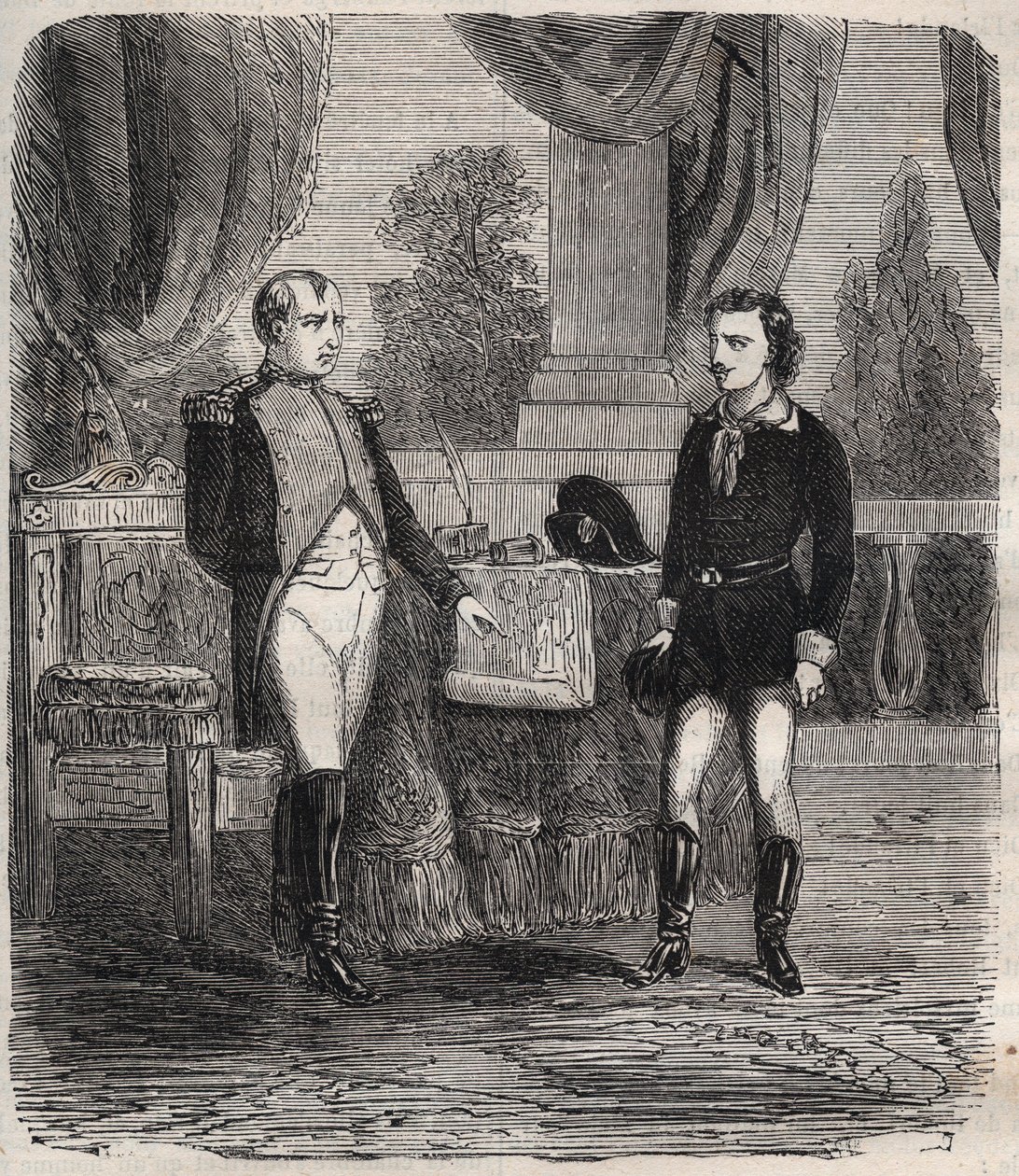 Het verhoor van Friedrich Stabs na zijn mislukte poging om Napoleon I te vermoorden - Friedrich Staps wordt ondervraagd door Napoleon, een jonge Duitser die op 12 oktober probeerde Napoleon te vermoorden door Unknown artist