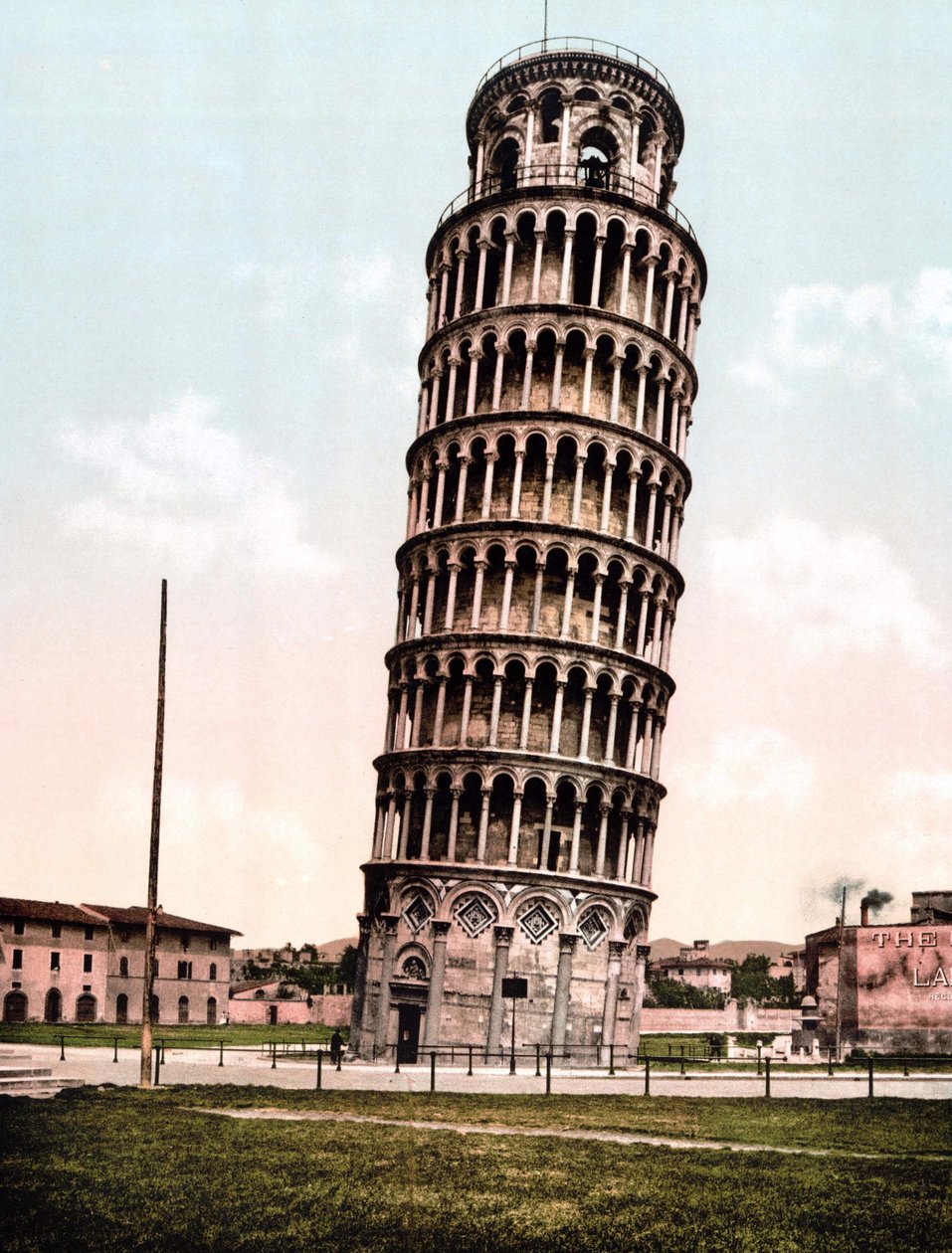 De scheve toren van Pisa. Gravure uit het einde van de 19e eeuw door Unknown artist