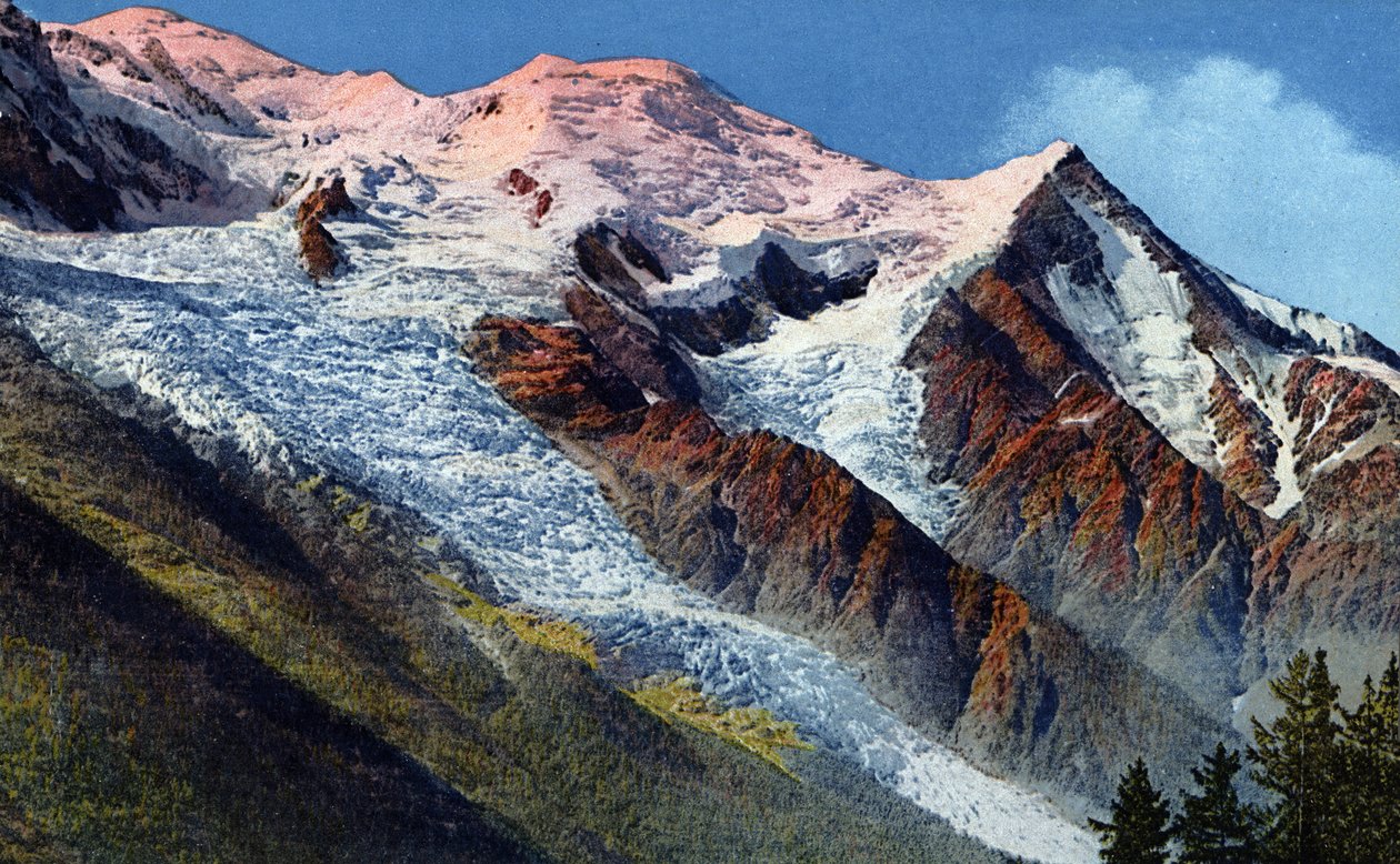 De Mont Blanc-keten vanuit Le Brevent, Chamonix door Unknown Artist