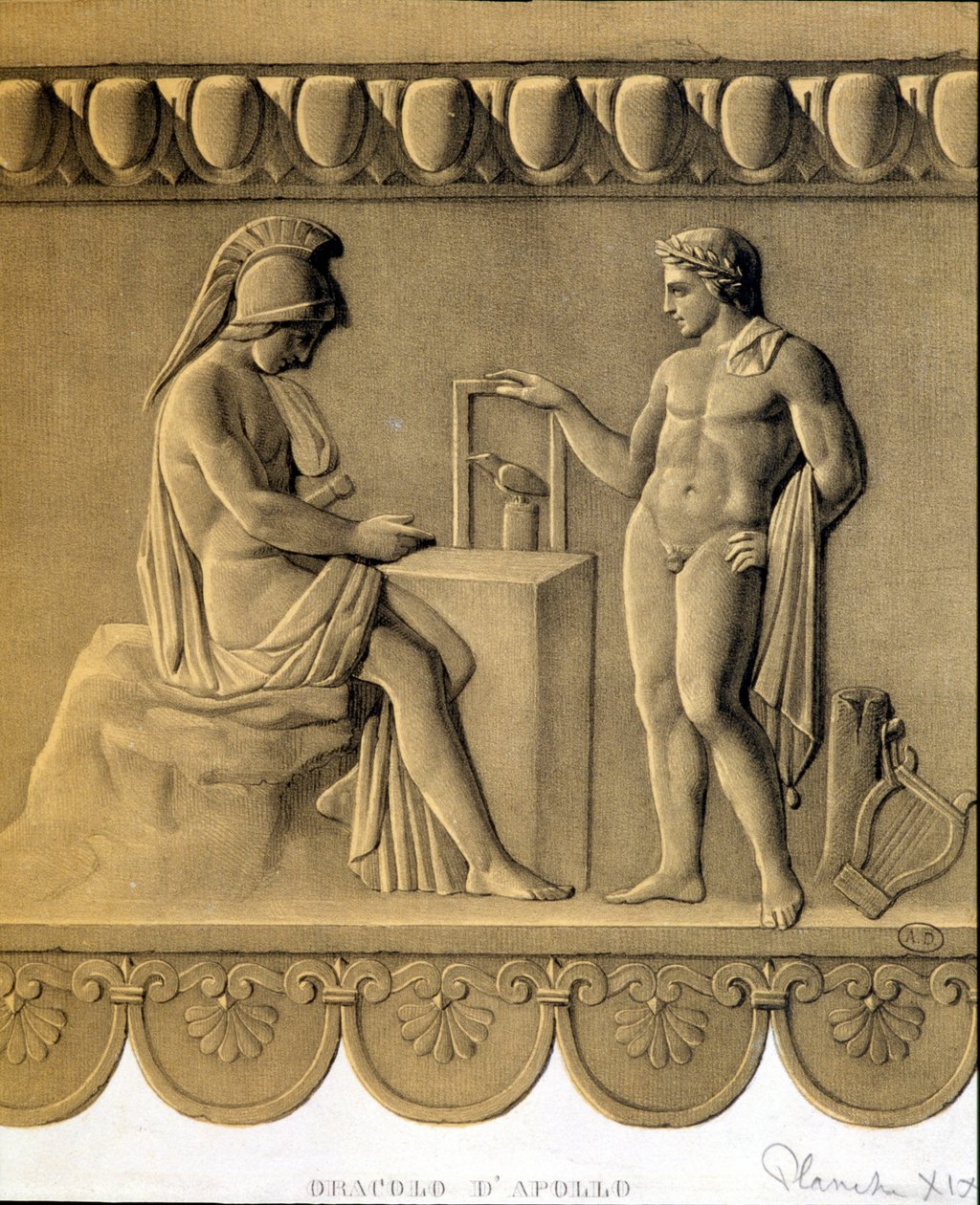 Het Orakel van Apollo - facsimile van een Grieks bas-reliëf door Unknown artist