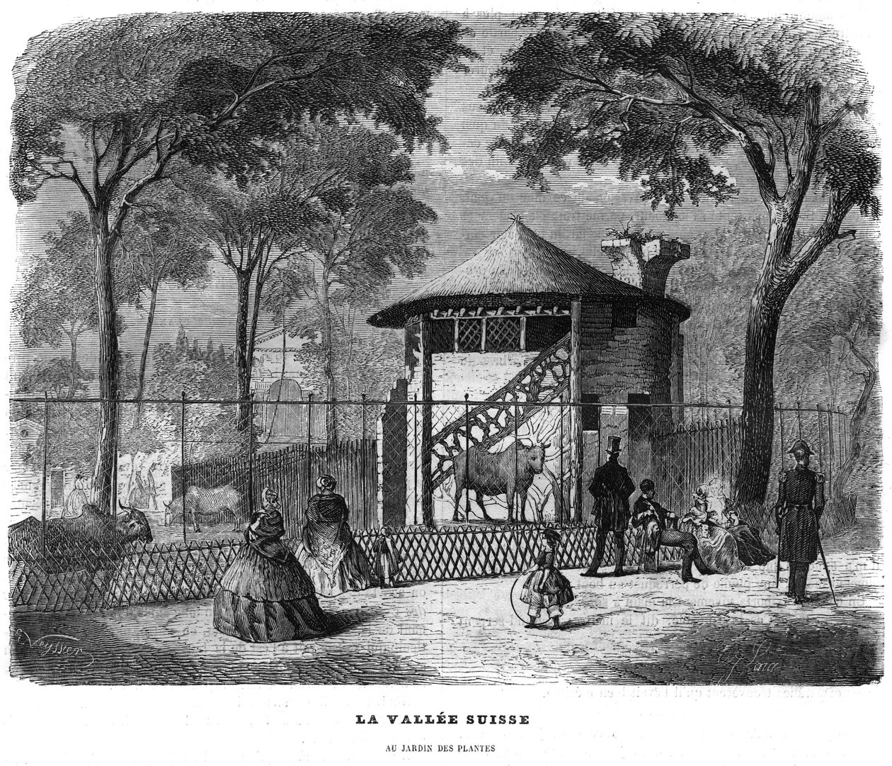 De Zwitserse vallei in de plantentuin in Parijs in 1858. door Unknown artist