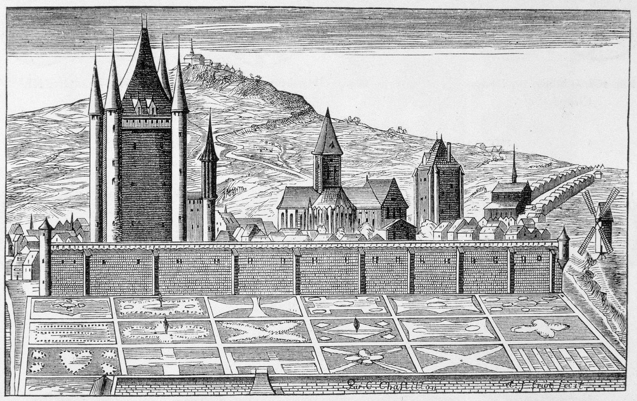 De Toren van de Tempel, van een prent van de topografie van Parijs - gravure door Unknown artist