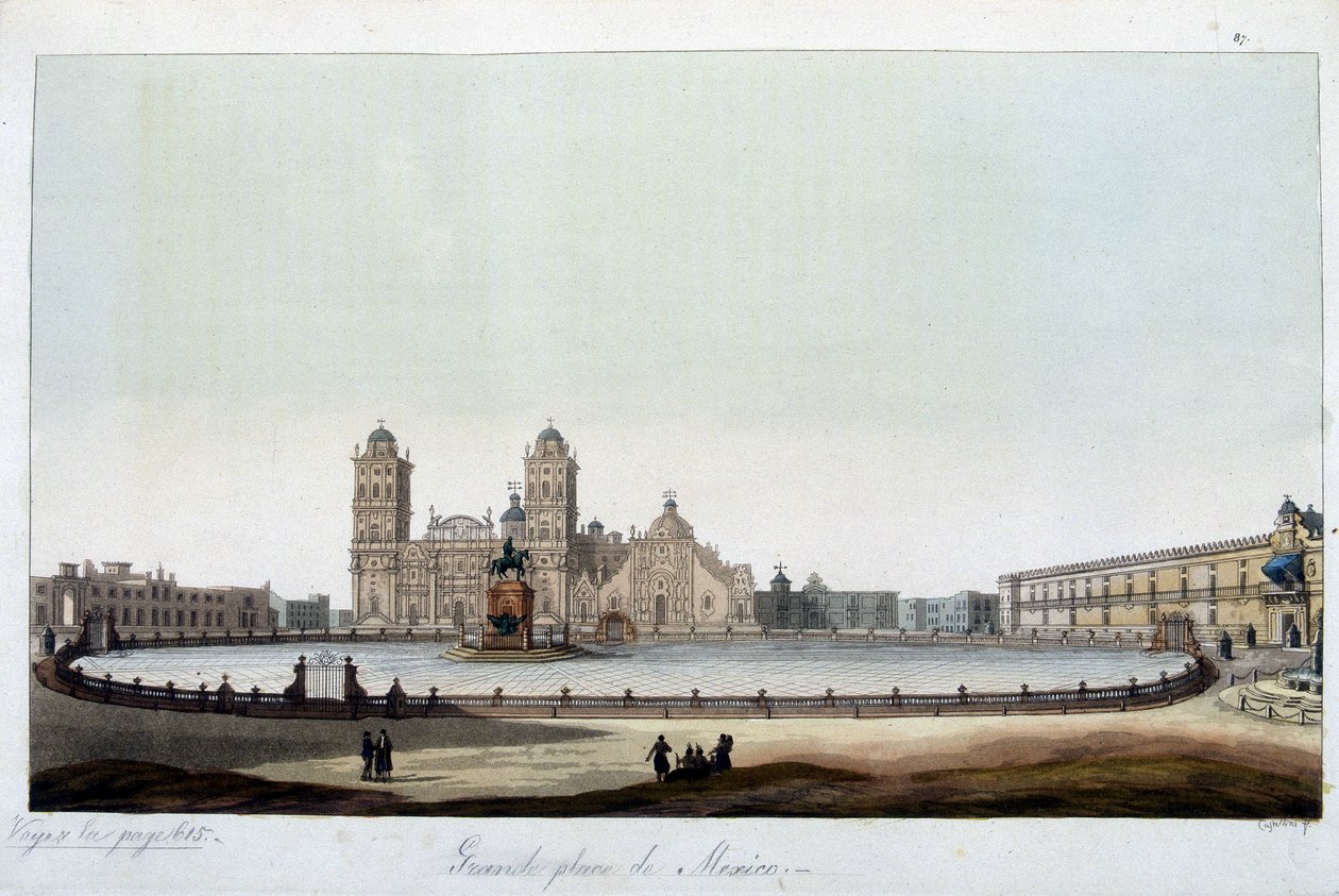 De Zocalo: Het grote plein van Mexico-Stad. In "Het oude en moderne kostuum" door Unknown artist