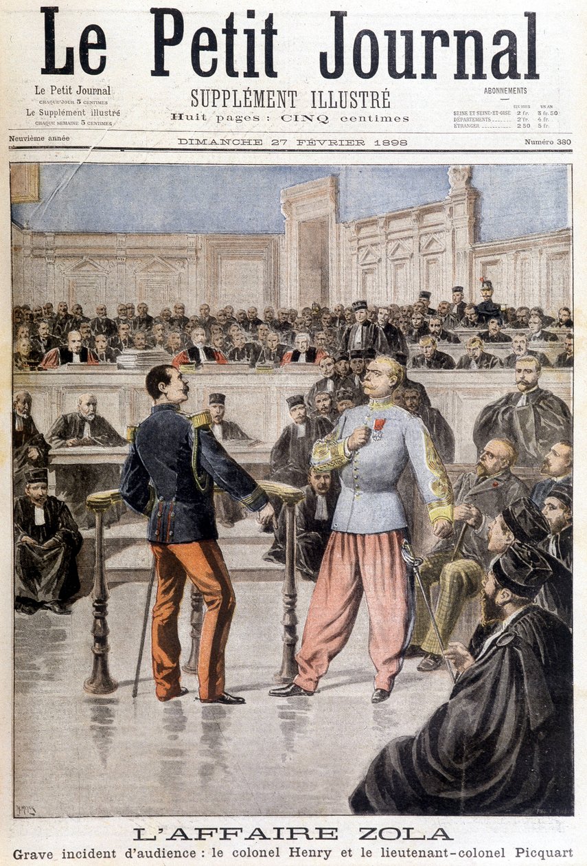 De Zola-zaak: ernstig incident tijdens de hoorzitting tussen kolonel Hubert Henry (1846-1898) en luitenant-kolonel Georges Picquart (1854-1914) - in 