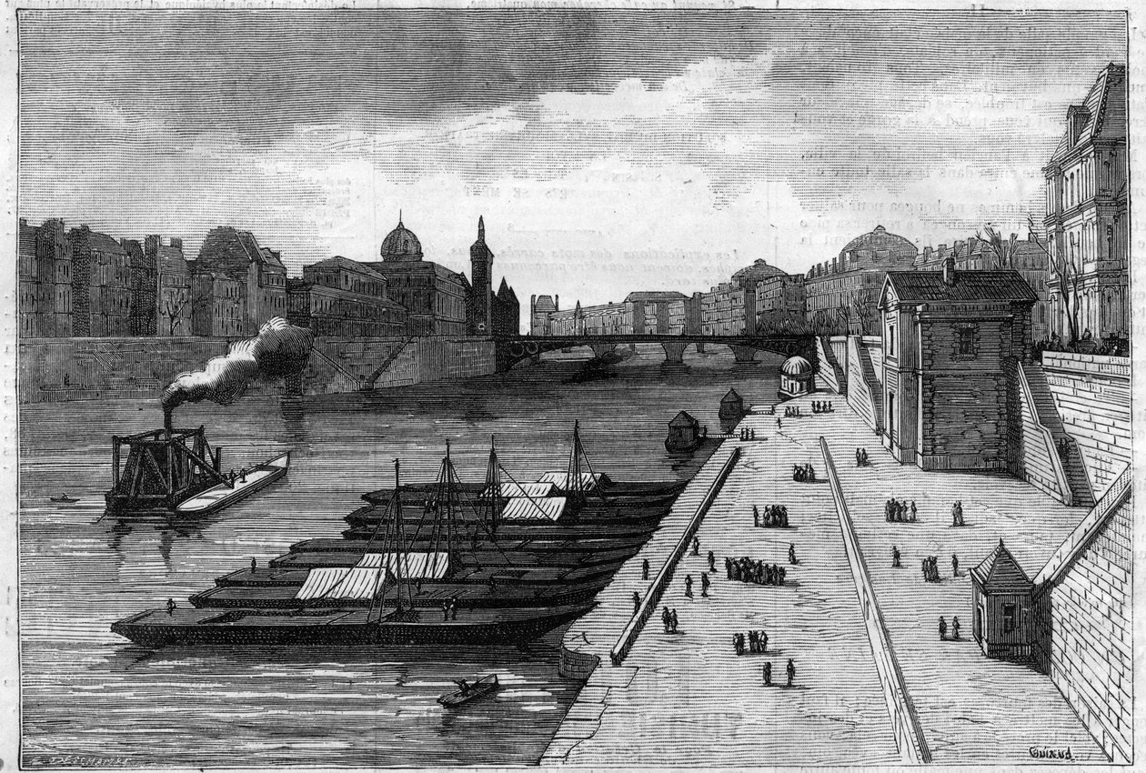 De appelwandeling op de kade van het stadhuis in Parijs in 1883 door Unknown artist